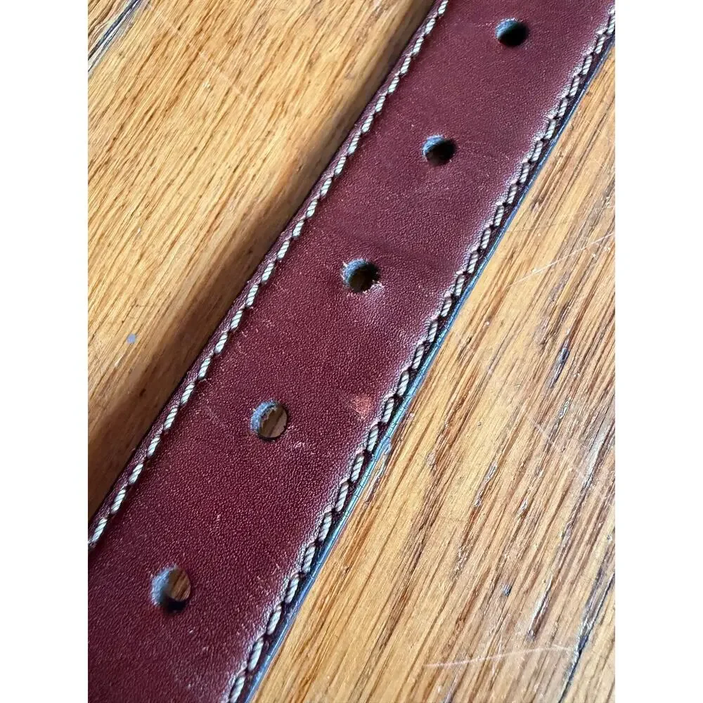 Distressed Brown Leather Belt w/Stitch Accent Mens sz L.